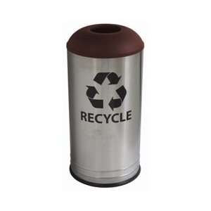   Stainless Steel Recycling Receptacle with Brown Top