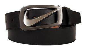 Nike Signature Swoosh Black Leather Golf Belt   NEW  