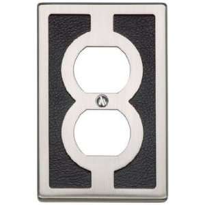   Leather and Brushed Nickel Outlet Wall Plate