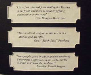 Marine Corps Famous Quotes & Brass Emblems Framed  