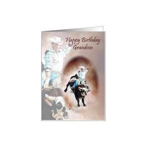  Grandson Bullrider Happy Birthday Card Card Toys & Games