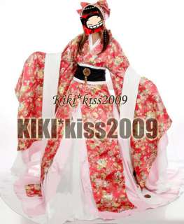 China Kimono Lolita Vintage Dress Peony Princess Red/Green Flower 