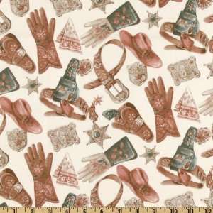   Cattle Call Cowboy Gear Cream Fabric By The Yard: Arts, Crafts