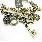   Lock Key Ball Queen Hoop Charms 3 Rows Chain Bracelet Summoning Style