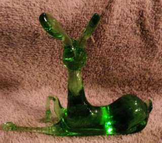 Art Deco Green Glass Deer Paper Weight  