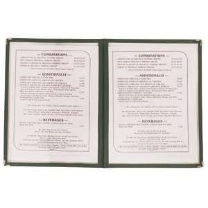   Hunter Green 8 1/2 x 11 Two Pocket Clear Menu Cover