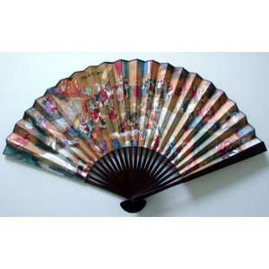  Chinese Art Painting Calligraphy Bamboo Fan Race 