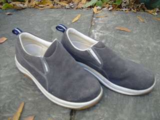 DREAMY LANDS END Gray Suede Slip On Loafers 5  