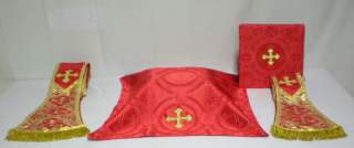 New RED Semi Gothic Vestment & Mass Set   St. Philip Neri Chasuble 