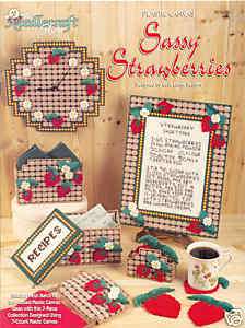SASSY STRAWBERRIES ~ plastic canvas book  