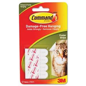 Command Products   Command   Adhesive Poster Strips, White, 12 Strips 