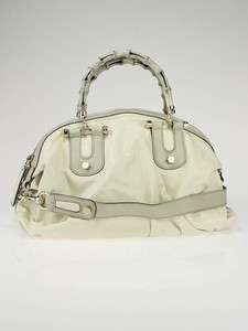 Gucci Ivory Leather Pop Bamboo Sukey Tote Bag  