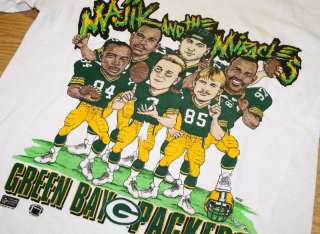 Vintage Green Bay Packers T Shirt Majik Caricature  