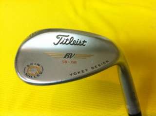 RH Titleist BV Spin Milled Satin Chrome Vokey Design 58*/08* Lob Wedge 