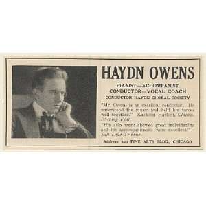  1923 Haydn Owens Pianist Conductor Photo Booking Print Ad 