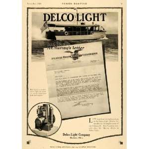  1920 Ad Delco Light Electric Oriana II Murray Yacht 