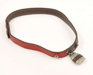 Chloe brown red leather padlock necklace chocker C01  