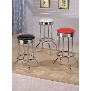  Set of 2 Bar Swivel Stool with Metal Legs in White Leather 
