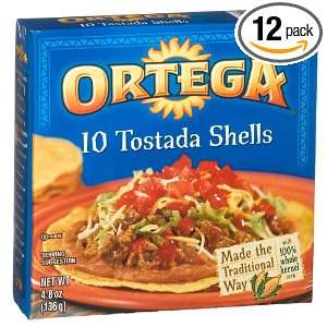 Ortega Tostada Shells, 10 Count, 4.8 Ounce Boxes (Pack of 12):  