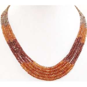   Desgner 5 Strands Natural Faceted Garnet Beaded Necklace: Jewelry