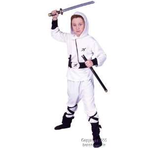  Kids White Ninja Warrior Costume (Size: Small 4 6): Toys 