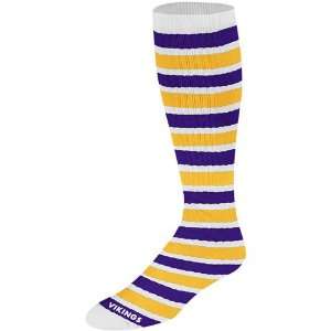   Vikings Ladies Purple Gold Striped Knee High Socks: Sports & Outdoors