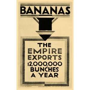  1933 E. McKnight Kauffer Bananas EMB Poster B/W Print 