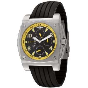  Mens Black Dial with Yellow Numerals Black Rubber: Sports 