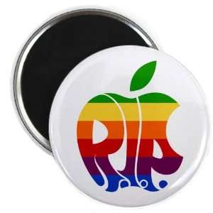  R.I.P. Steve Jobs Rainbow Apple on a 2.25 inch Fridge 