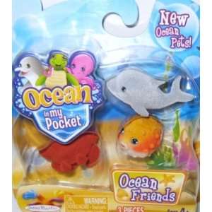  Ocean in My Pocket Friends Puffer Fish Dolphin Crab: Toys 