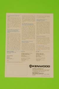 Vintage 1982 Car Stereo Brochure for Kenwood KAC 901 & KAC 887 Power 