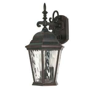   60/792 Arm Down Wall Lantern with Clear Water Glass, Old Penny Bronze