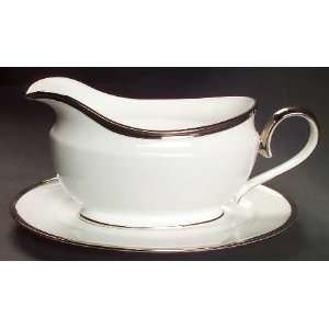  Lenox China Solitaire White Gravy Boat and Underplate 