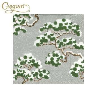  Caspari Paper Napkins 9381D Snowy Pine Silver Dinner Napkins 