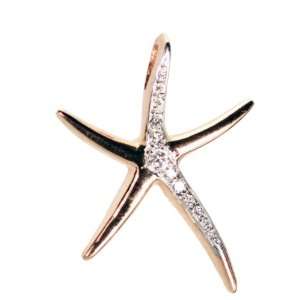  Sea Star Starfish Pendant 1/7 Carat Diamonds 14K Rose Gold 