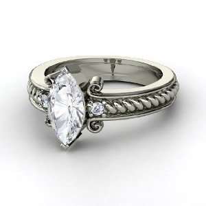  Catelyn Ring, Marquise White Sapphire 14K White Gold Ring 