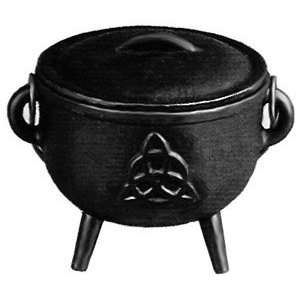  Triquetra Charmed 4.5 Inch Cast Iron Cauldron with Lid 