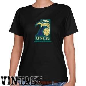  NCAA UNC Wilmington Seahawks Ladies Black Distressed Logo 