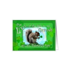  Lucky Squirrel on St. Patricks Day, to my Grands Card 