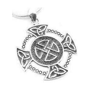    Sterling Silver Round Celtic Sun Knot Cross Pendant Jewelry