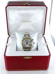 MENS CARTIER ROADSTER CHRONOGRAPH 18KT GOLD & STAINLESS STEEL WATCH 