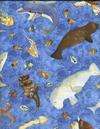 Rainy Days Sea Life DARK BLUE SSI Quilt Fabric 1 Yd  