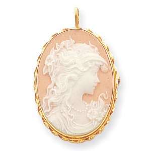  14k 22x30mm Pink Porcelain Cameo Jewelry