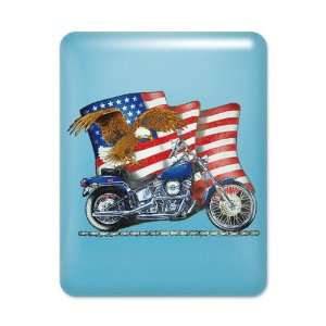  iPad Case Light Blue Motorcycle Eagle And US Flag 