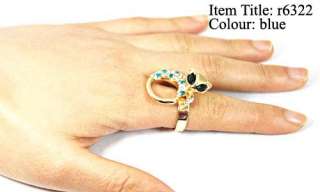 Decent Gold Plated Cat Animal Diamante CZ Adjust Cocktail Ring Fashion 