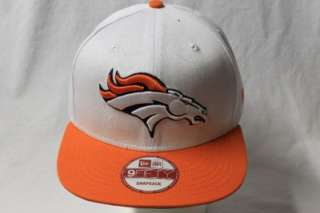   BRONCOS NFL NEW ERA 9FIFTY STRUCTURED SNAPBACK HAT CAP WHITE TOP P6