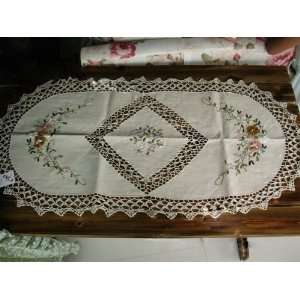   /ribbon Embroided Oval Table Runner B 