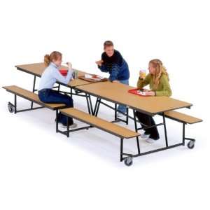  Mobile Bench Cafeteria Table   Chrome Legs   30W x 81L 
