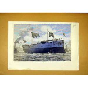  Launch Hms Medea Chatham Dockyard Ship Print 1888