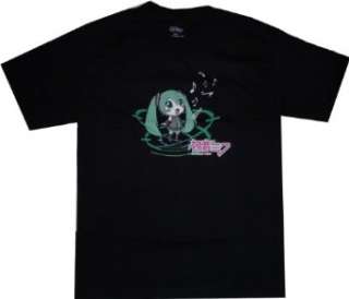  Vocaloid Chibi Hatsune Miku Black T Shirt Clothing